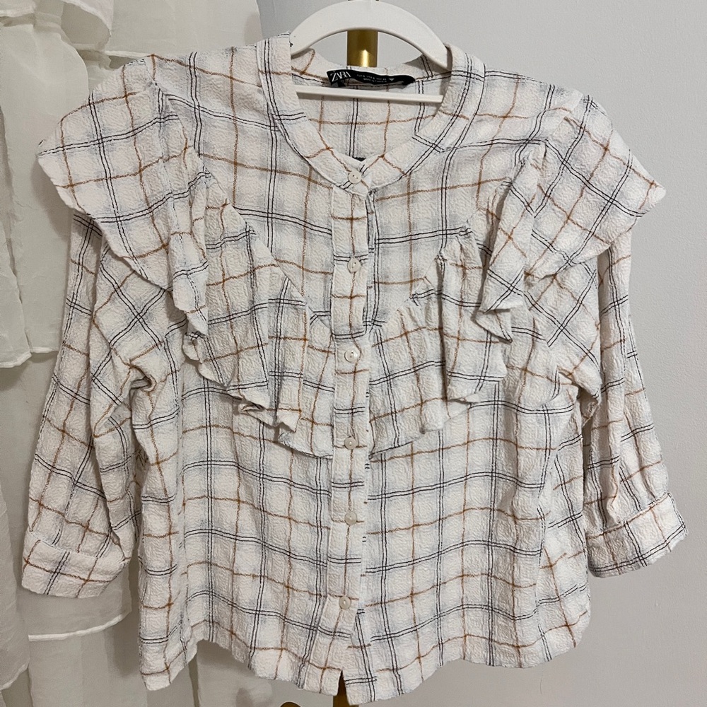 Zara Plaid Textured Shirt